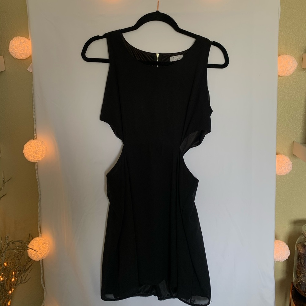 Mesh rib cut out dress